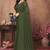 Green satin silk party wear saree with blouse piece