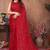 Red satin silk party wear saree with blouse piece
