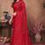 Red satin silk party wear saree with blouse piece