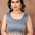 Grey satin silk party wear saree with blouse piece