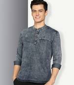 men's cloud grey short denim kurta