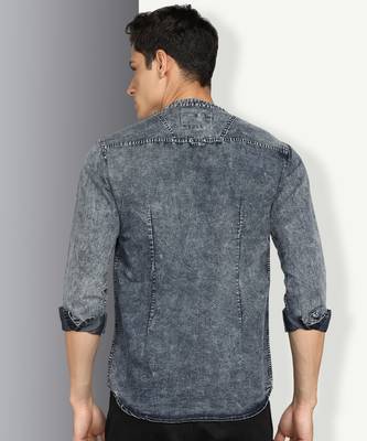 men's cloud grey short denim kurta 2