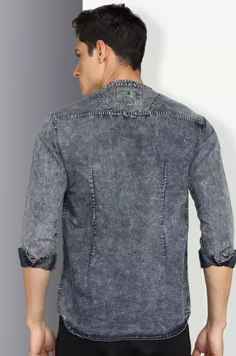 men's cloud grey short denim kurta