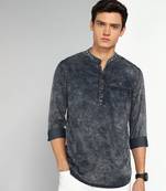 men's dark indigo cloud short denim kurta