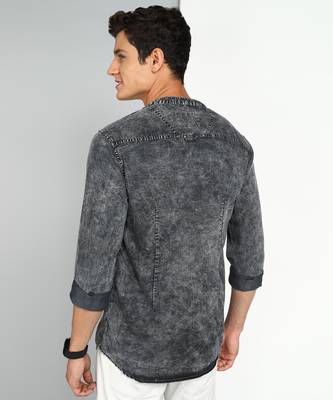 men's dark indigo cloud short denim kurta 2