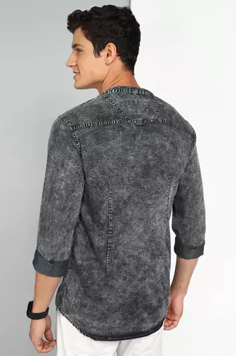 men's dark indigo cloud short denim kurta