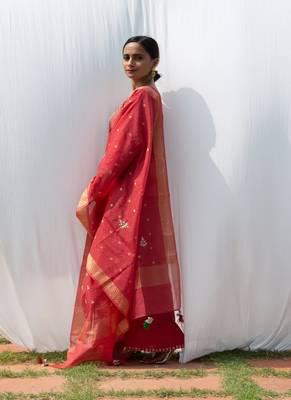 Raj - coral red suit set 2