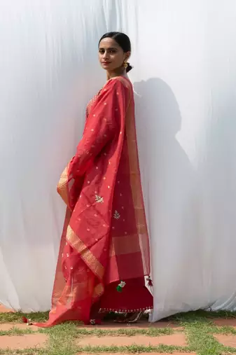 Raj - coral red suit set