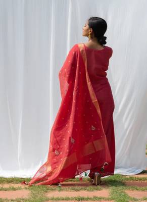 Raj - coral red suit set 3