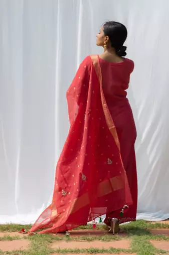 Raj - coral red suit set