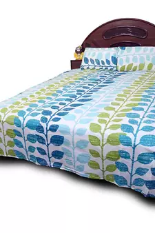 Latest Leafy Designer Cotton Double Bed Sheet Set Diwali Gift 716