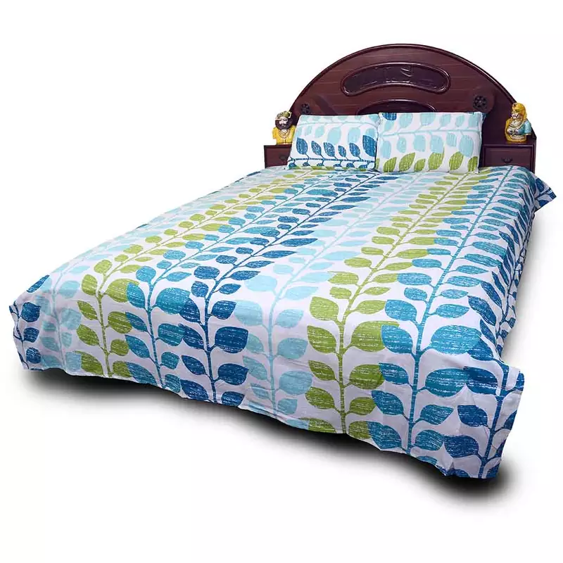 Latest Leafy Designer Cotton Double Bed Sheet Set Diwali Gift 716