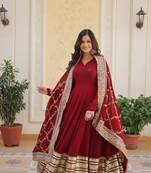Beautiful elegance of premium designer readymade gown with dupatta set