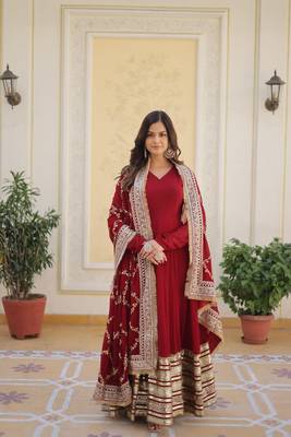 Beautiful elegance of premium designer readymade gown with dupatta set 2