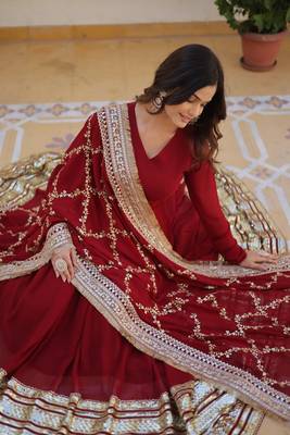 Beautiful elegance of premium designer readymade gown with dupatta set 3
