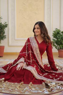 Beautiful elegance of premium designer readymade gown with dupatta set 4