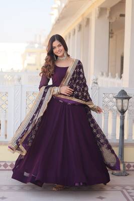 The perfect attractive wine color gown with dupatta set 1