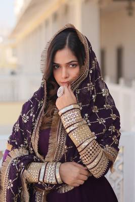 The perfect attractive wine color gown with dupatta set 3