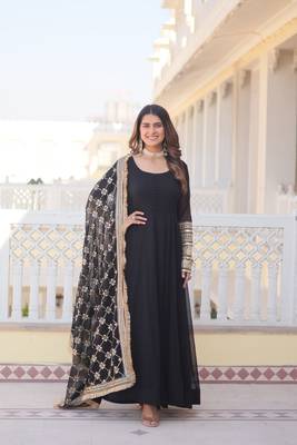 The perfect attractive black color gown with dupatta set 1