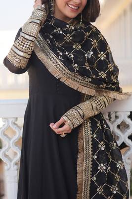 The perfect attractive black color gown with dupatta set 3