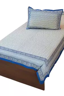 Jaipuri Cotton Single Bed Sheet Bed Cover With Pillow Deepawali Special Gift 404