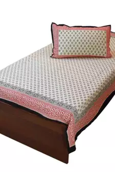 Ethnic Designer Cotton Single Bed Sheet N Pillow Deepawali Gift 410