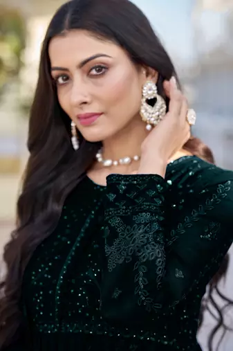 Rama embroidered faux georgette anarkali gown