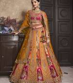 Orange colour banarasi jacquard silk wedding lehenga choli
