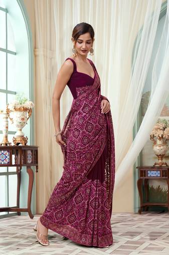  Vichitra Silk Blend Heavy Embroidery Designer Saree For Women