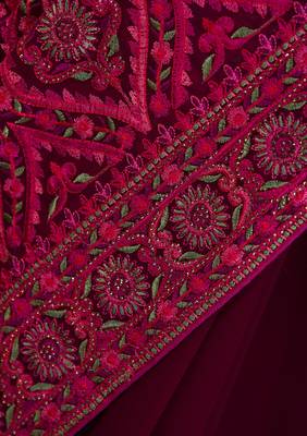 Trendmalls  Vichitra Silk Blend Heavy Embroidery Designer Saree For Women 6