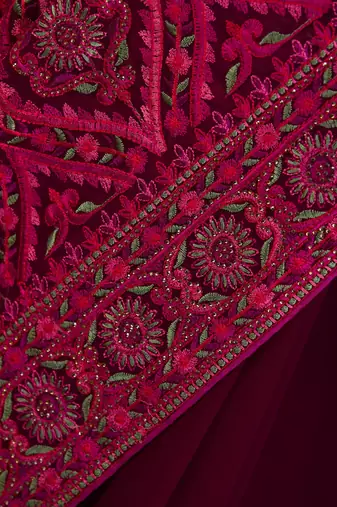 Trendmalls  Vichitra Silk Blend Heavy Embroidery Designer Saree For Women
