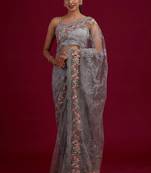 Trendmalls  Net Embroidery Saree with Unstitched Blouse Piece