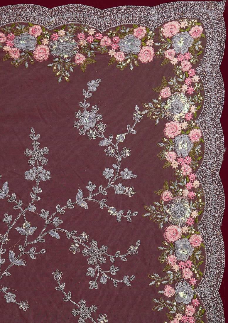 Trendmalls  Net Embroidery Saree with Unstitched Blouse Piece