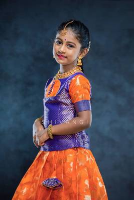 Shivangi Girls Blue Peace Lilly Pattupavadai 2