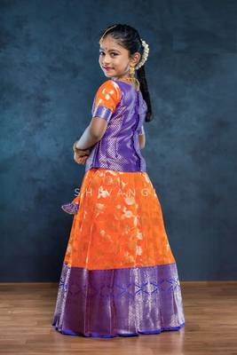 Shivangi Girls Blue Peace Lilly Pattupavadai 3