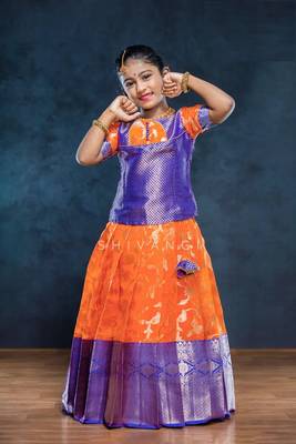 Shivangi Girls Blue Peace Lilly Pattupavadai 4