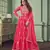 Shamita shetty pink embroidery work faux georgette festive anarkali salwar suit with dupatta stitched long gown