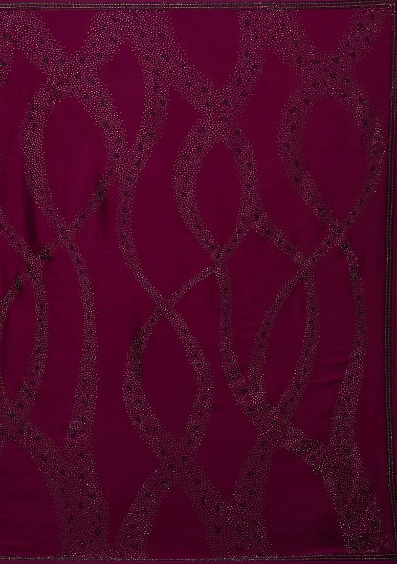 Purple Silk Blend Saree Swarovski Work Silk