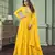 Shamita shetty yellow embroidery work faux georgette festive anarkali salwar suit with dupatta stitched long gown