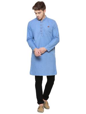 men's icewash denim long kurta 1