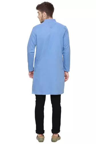 men's icewash denim long kurta