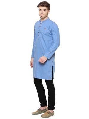 men's icewash denim long kurta 3