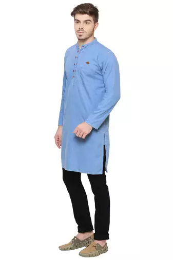 men's icewash denim long kurta