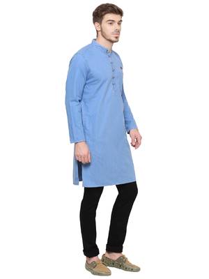 men's icewash denim long kurta 4
