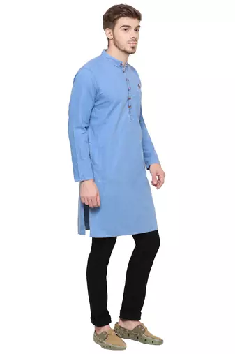 men's icewash denim long kurta