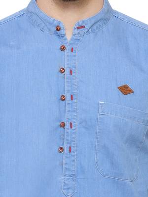 men's icewash denim long kurta 5