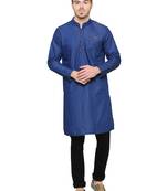 men's true blue denim long kurta