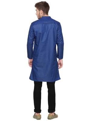 men's true blue denim long kurta 2
