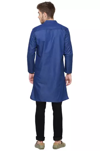 men's true blue denim long kurta