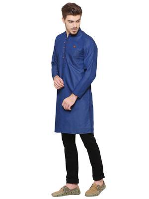men's true blue denim long kurta 3
